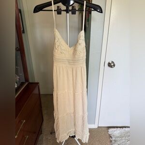 Elegant Cream Lace Maxi Dress